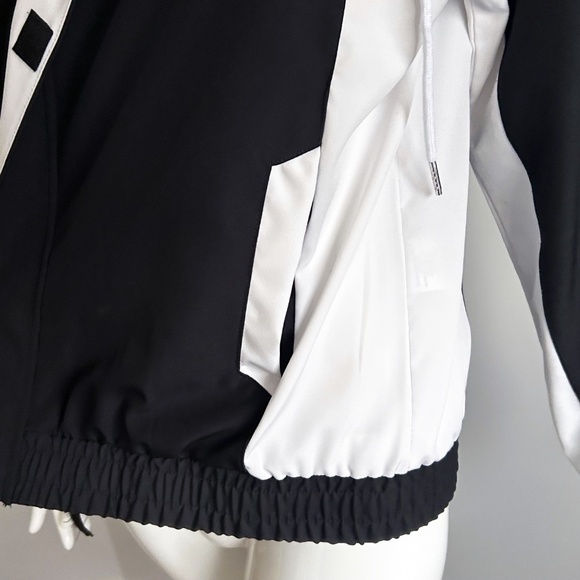 Bebe Black and White Women's hooded windbreaker Jacket - Picture 8 of 14